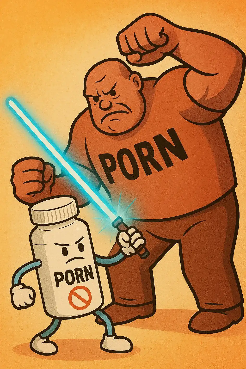 عکس نمادین داروی در حال جنگیدن با غول پورن