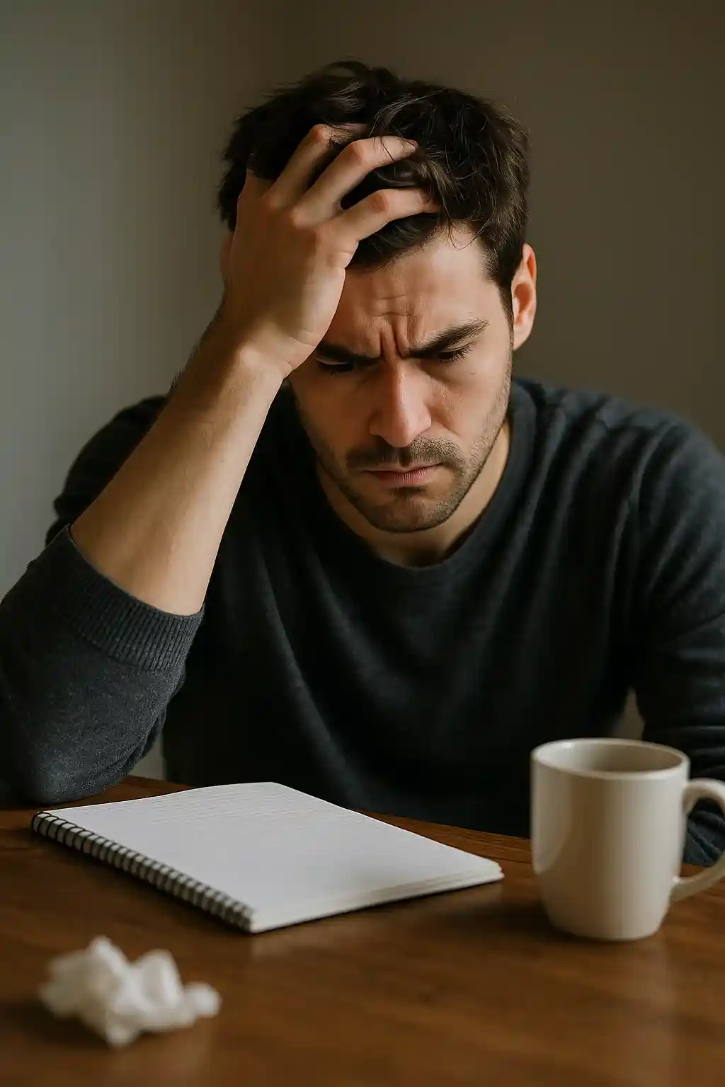 مردی در حال سعی کردن برای تمرکز کردن