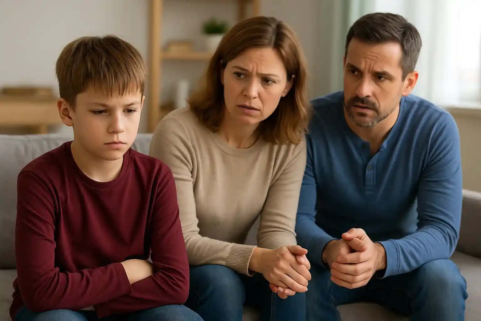 پدر و مادری نگران قد کوتاه فرزندشان.