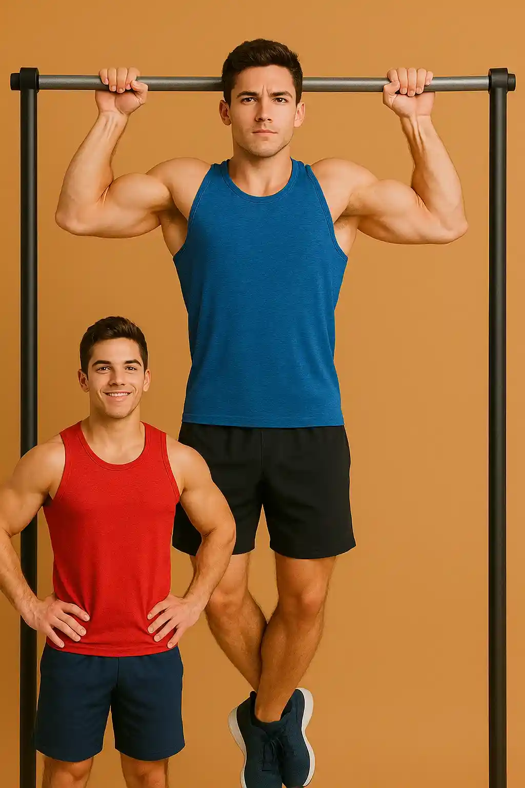 جوان زیبا و فیتنس در حال بارفیکس زدن.