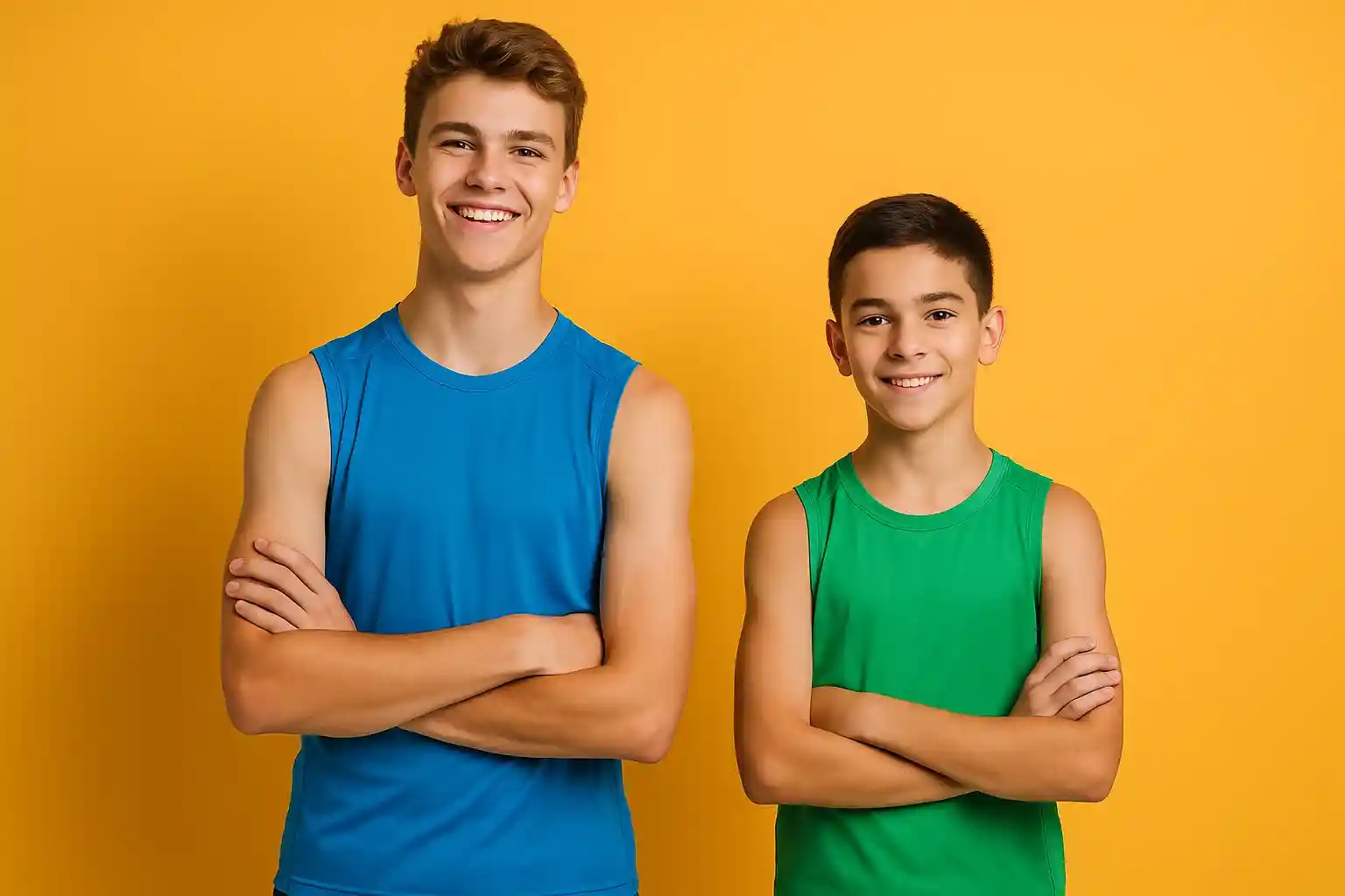 عکس دو نوجوان فیتنس، یکی قد بلند و یکی قد کوتاه.