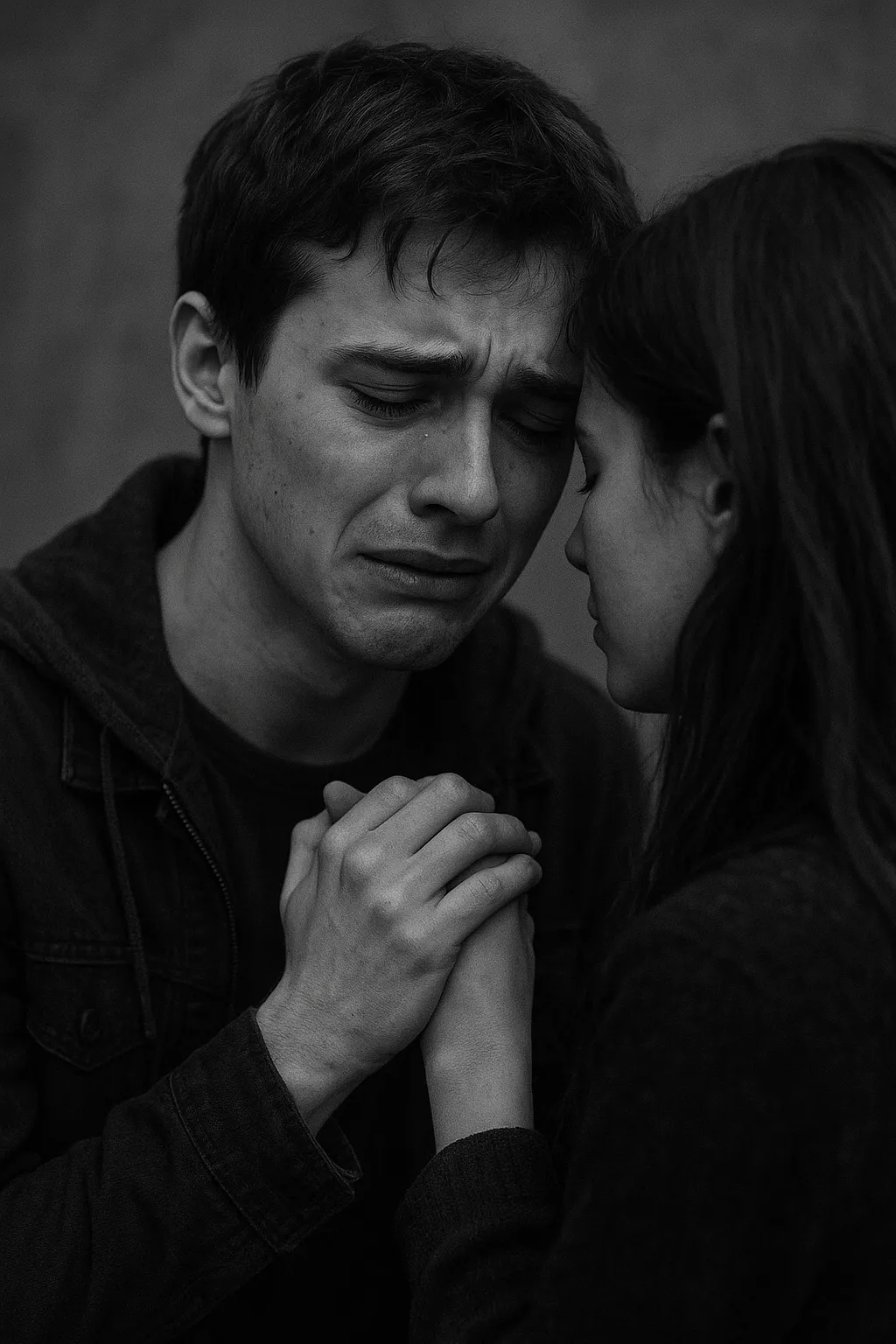 خواهر و برادری یکدیگر را بغل کرده و پسر در حال گریه هست