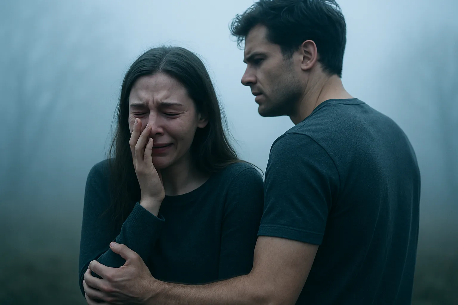 خواهری در حال گریه و برادری اورا در آغوش گرفته