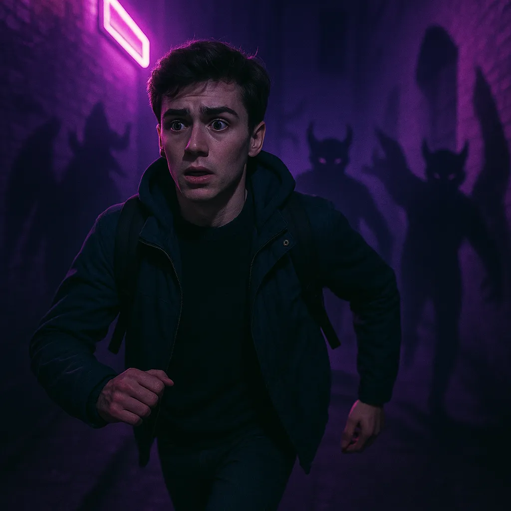 پسری در حال فرار از دست نماد های پورن